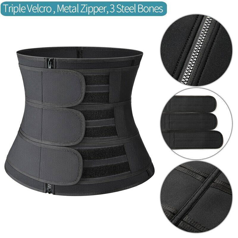 CATTIBOR Men Zipper Sauna Waist Trainer Cincher,Men Neoprene Workout Corset with Adjustable Hook & Eyes,Men & Women Trainer GYM Fitness Shapewear Sport Belt,Men Sportwear Polyster